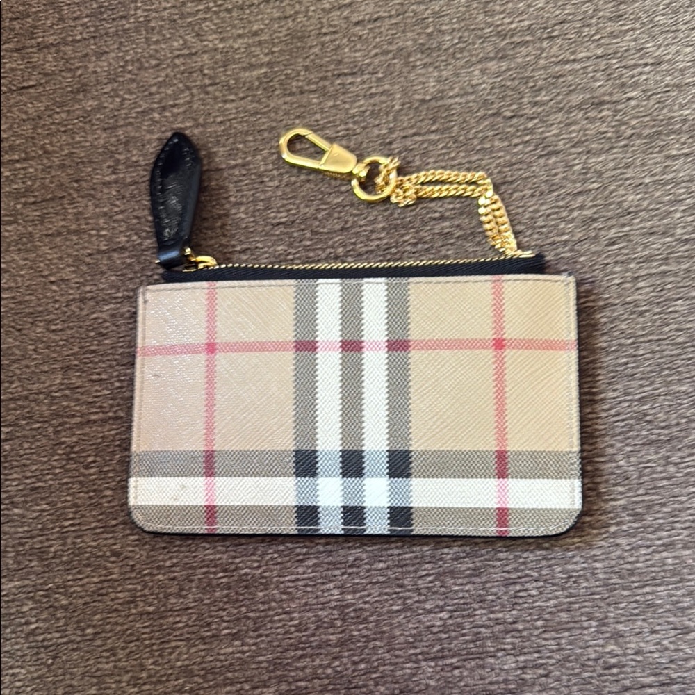 Burberry Beige and Red Plaid Card Holder